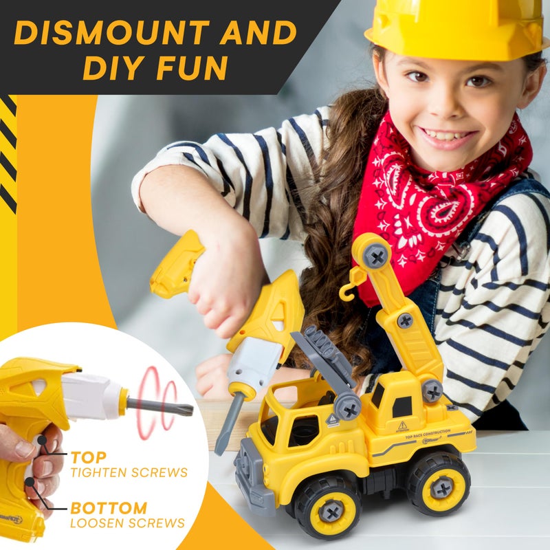 Top Race 3-in-1 Construction Toys - Easy Assembly Take Apart Construction Trucks with Remote Control and Drill - 3 Building Models for Kids Ages 3 and Up - Ideal for Indoor and Outdoor Play - Image 2